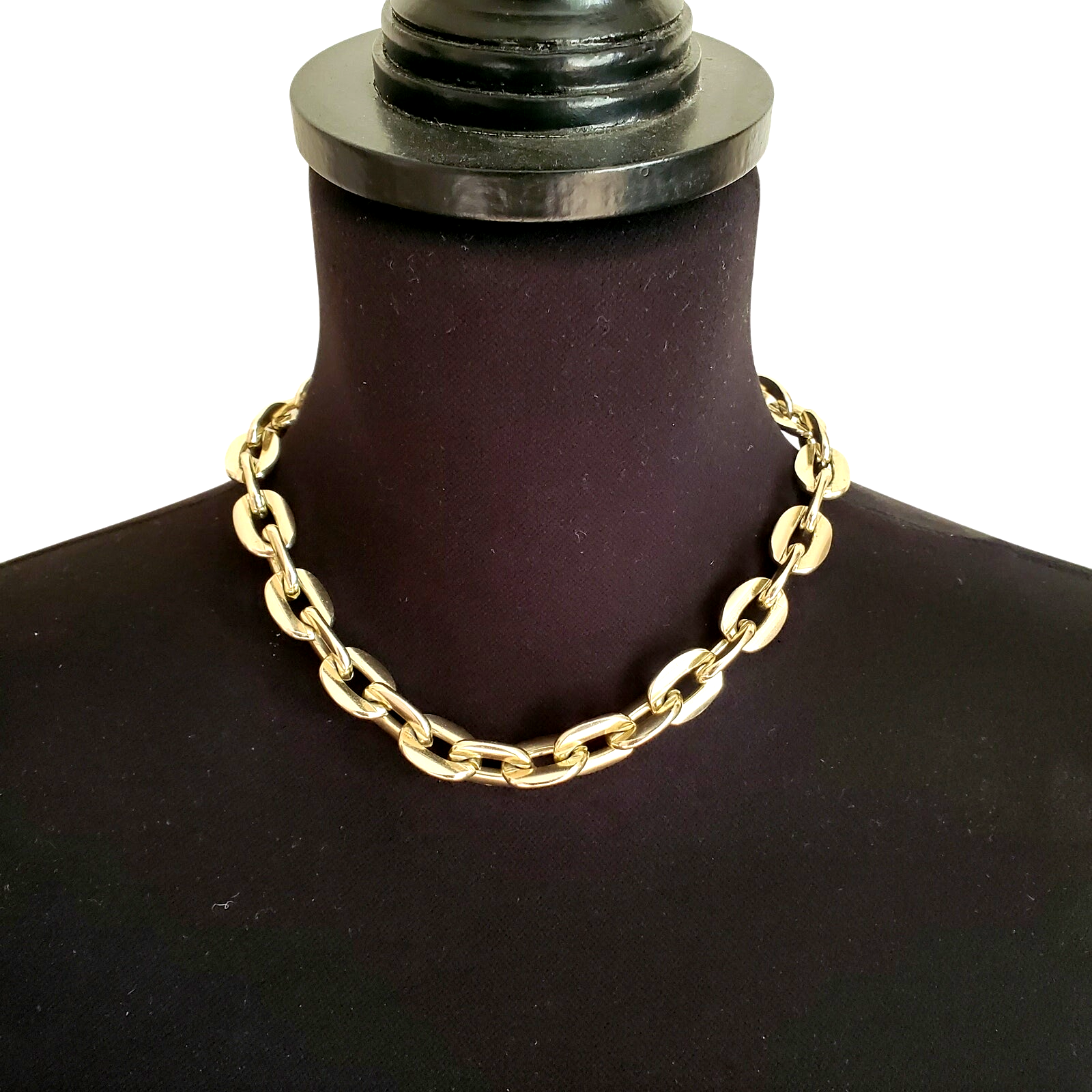 West Germany Chunky Necklace Pale Gold Tone Link Chain Statement Choker Collar 64$